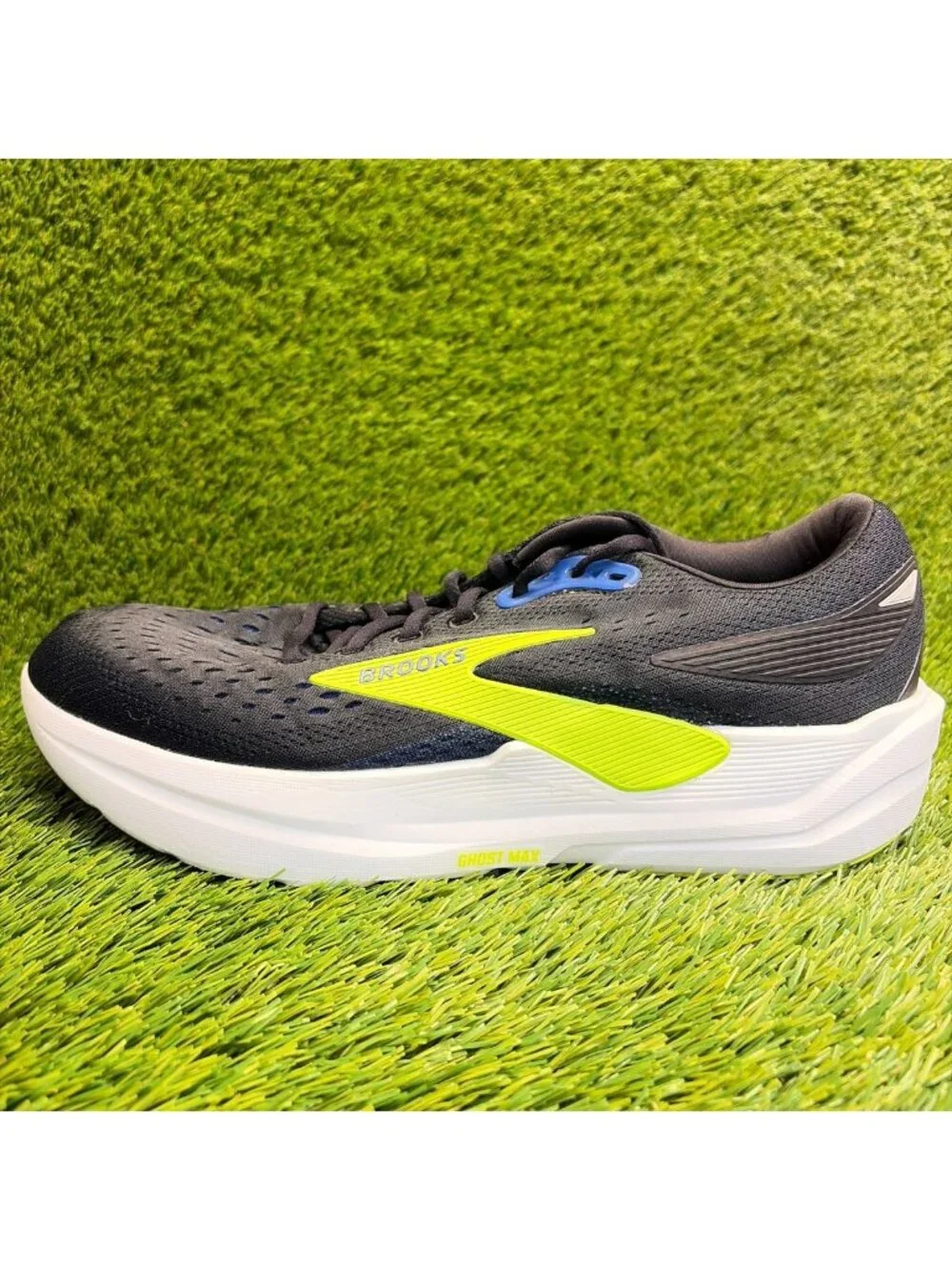 Brooks Ghost Max 3 Mens Size 13 Black Lime Blue Athletic Running Shoes Sneakers